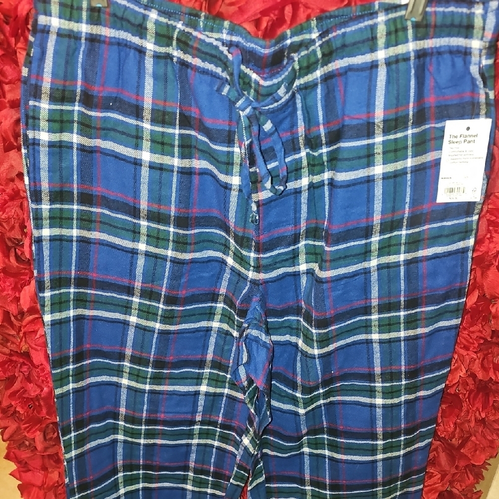 Sonoma NWT Men's Plaid Flannel Sleep Pants - Blue and Red Size Large